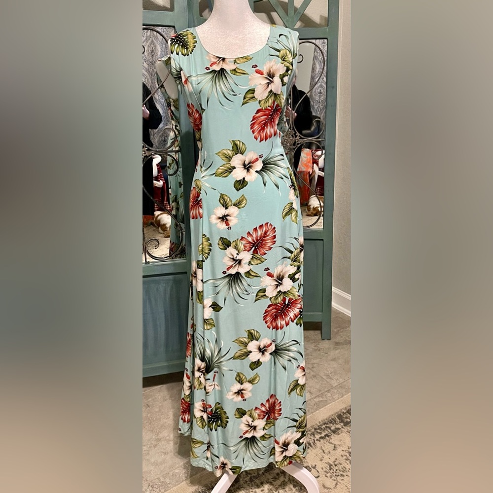 Mint green and floral ankle length sundress PARADISE BAY NWOT SIZE XL